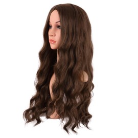 MapofBeauty 28 Inch/70 cm Long Wavy Middle Part with No Bangs Synthetic Fiber Curly Fashion Women Party Cosplay Wig (Brown)