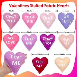 YIXAXKAO 10 Pieces 5 Inches Valentines Stuffed Fabric Hearts Conversation Hearts Stuffed Plush Hearts Farmhouse Rustic Heart Ornaments Heart Decoration for Valentine’s Day Bowl Fillers