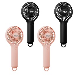 QQT Mini Handheld Fan, Small Personal Cooler with 3 Speeds, Portable Battery Operated, USB Rechargeable Makeup Eyelash Dryer, Strong Airflow for Travel, Office, Outdoor, Women, Men, and Kids(4 pack)