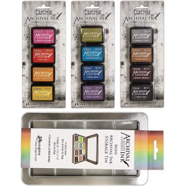Tim Holtz Distress Archival Mini Ink Kit 1, Kit 2, Kit 3 and Storage Tin - 4...