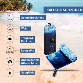 4Monster Microfibre Beach Towel, Ultra-Light, Sand-Resistant Towel, Quick-Drying, Absorbent Sports Towel for Beach, Pool, Water Sports, Yoga, Fitness