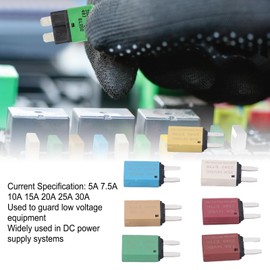 Automatic Fuse Holder, 7 Piece Set Automatic Reset Circuit Breaker 5A 7.5A 10A 15A 20A 25A 30A ATC ATO Blade Fuse Circuit Breaker