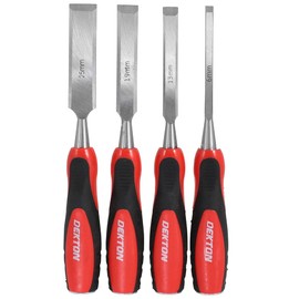 DEKTON DT40125 Chisel Set, Black/Red, Set of 4 Pieces