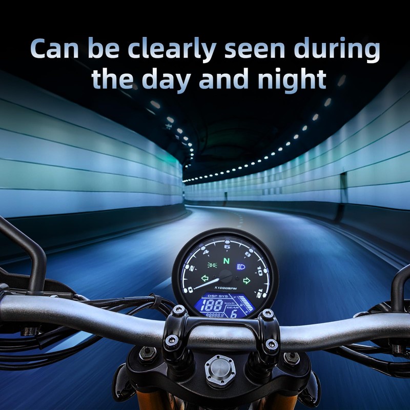 MH Universal Motorcycle Speedometer Digital Gauge Cluster - Motorcycle MPH