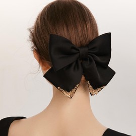 Vintage Palace Style Hair Barrette for women, SHE'S FREE STYLE JUST FOR YOU 14k Gold Plating Bow Hair Clip with Elegant Pearl, Retro Versailles Hair Accessories