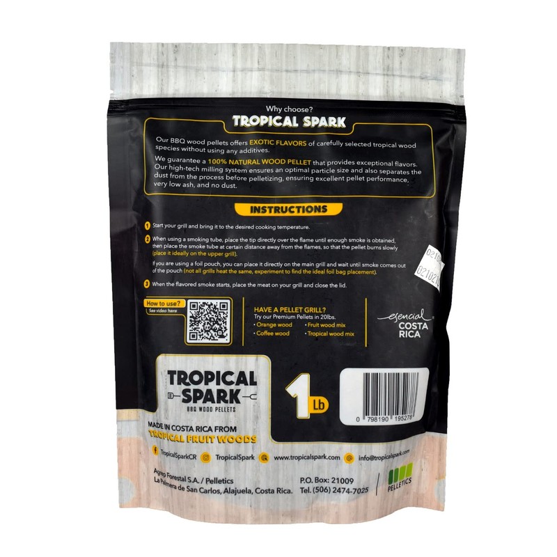 Tropical Spark Wood Pellets | Perfect for BBQ, Smoking, Grilling,