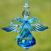 Crystal Quality Acrylic Angel Ornament (Diamond Shape Base, Blue)