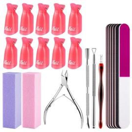 Roucerlin Nail File and Buffer Set Cuticle Kit, Manicure Tools with Nail File, Nail Buffer Block, Cuticle Trimmer, Cuticle Pusher, Cuticle Cutter, Cuticle Peeler & Nail Clips, Gel Nail Remover Kit