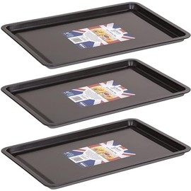 Non-Stick Baking Tray for Oven, Set of 3 Baking Trays, Oven Trays Non Stick Oven Tray (32x23x1.5 cm)
