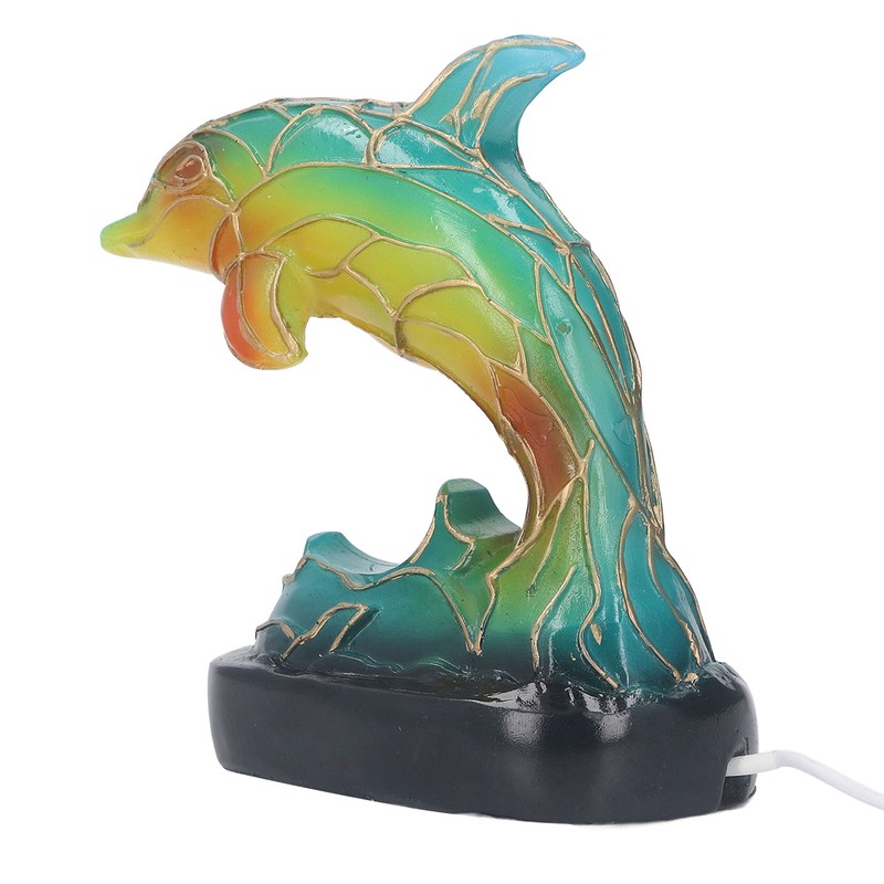 Animal Table Lamp Retro USB Plug in Decorative Resin Dolphin