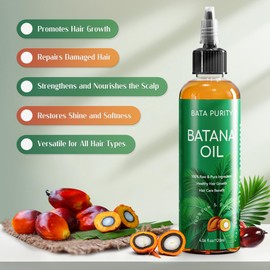 Batana Oil for Hair Growth, Organic Hair Oil from Honduras – Repairs Damaged Hair, Nourishes Scalp, Boosts Shine and Thickness, Controls Frizz, for All Hair Types, 4.06 FL OZ