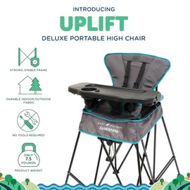 Baby Delight Go with Me Uplift Deluxe Portable High Chair, Indoor and Outdoor,Slate Grey