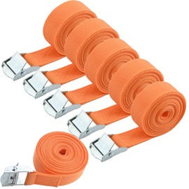 6Pcs Ratchet Tie Down Straps, 2.5m*25mm 250kg(550lbs) Heavy Duty Adjustable Lashing Strap with Thickened Cam Lock Buckle Roof Rack Rachet Strap Sets Tensioning Belts for Cargo Vans Car Bike