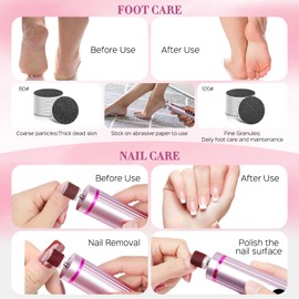 Electric Foot Callus Remover, 2 in 1 Callus Remover for Feet, 9 Adjustable Speeds with Sandpaper Disk and Nail Drill Bits, Digital Display, Rechargeable Pedicure Tools for Dead Skin(Pink)