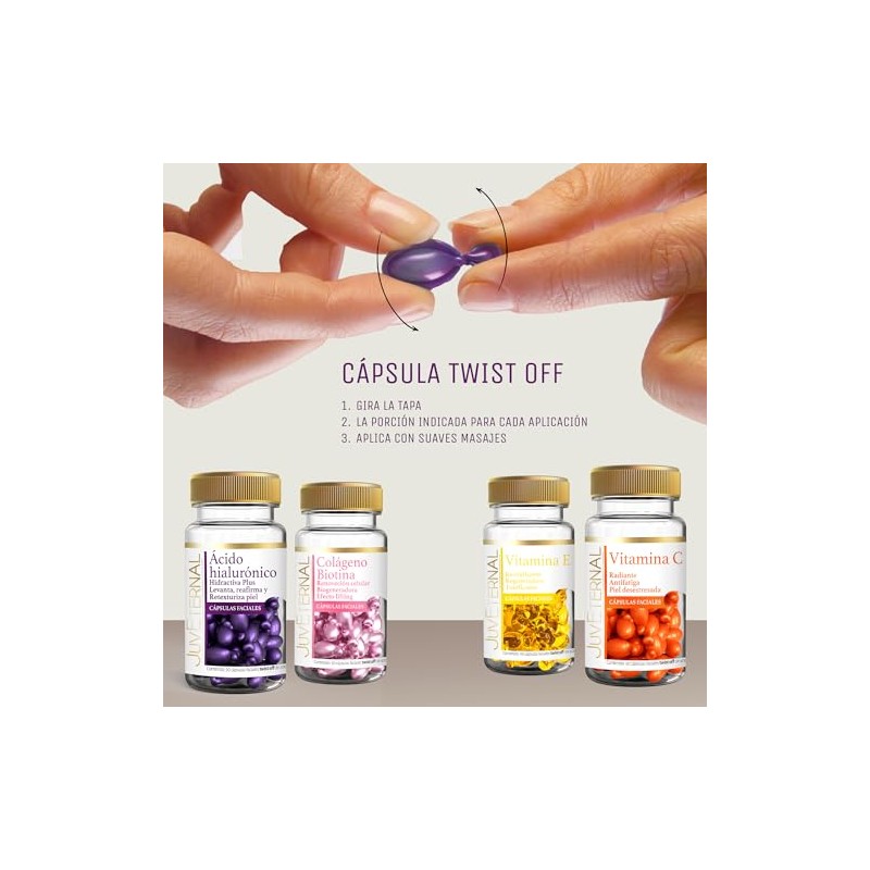 JUVETERNAL KIT Cápsulas Faciales Colágeno Biotina + Ácido Hialurónico +