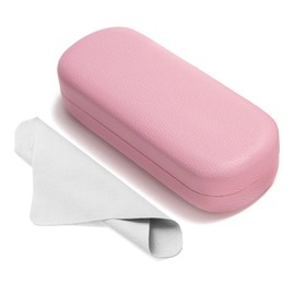 Marvolia Glasses Case Hard Shell Large Eyeglasses Case PU Leather Protective Case for Sunglasses Eyeglasses with Cleaning Cloth for Men Women - Pink