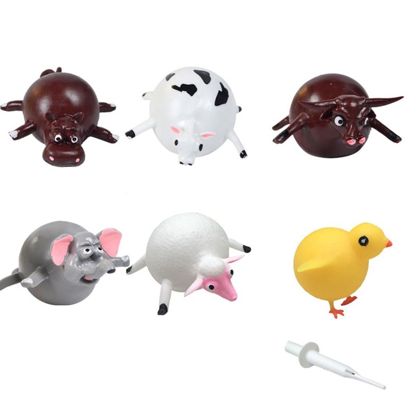 12PCS Kids Inflatable Blowing Vent Balloons Toy TPR Animal Squeezing
