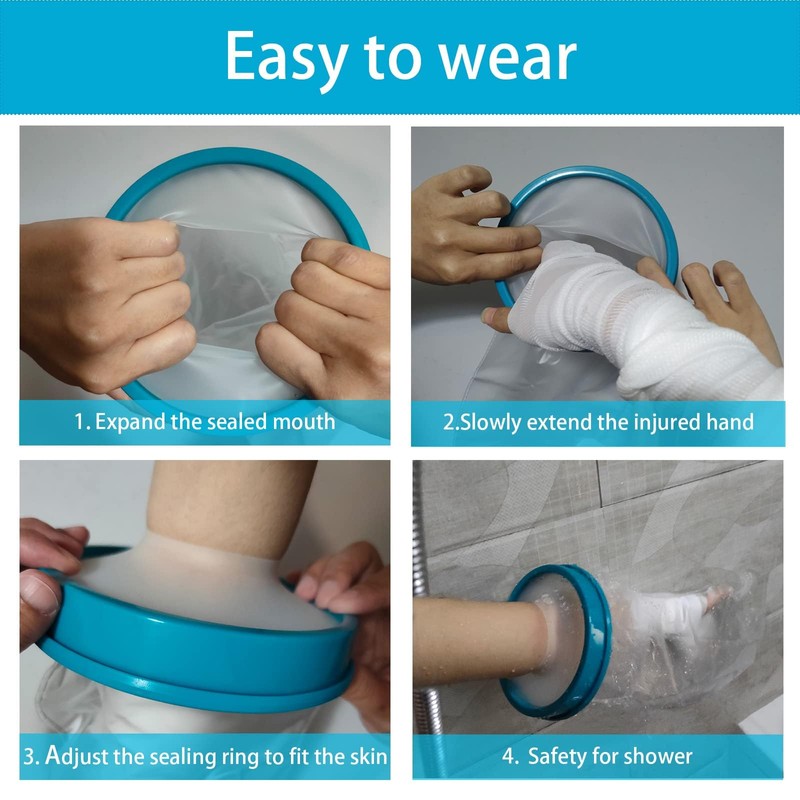 Tideshake 100% Waterproof Cast Covers for Shower Arm Adult, Reusable