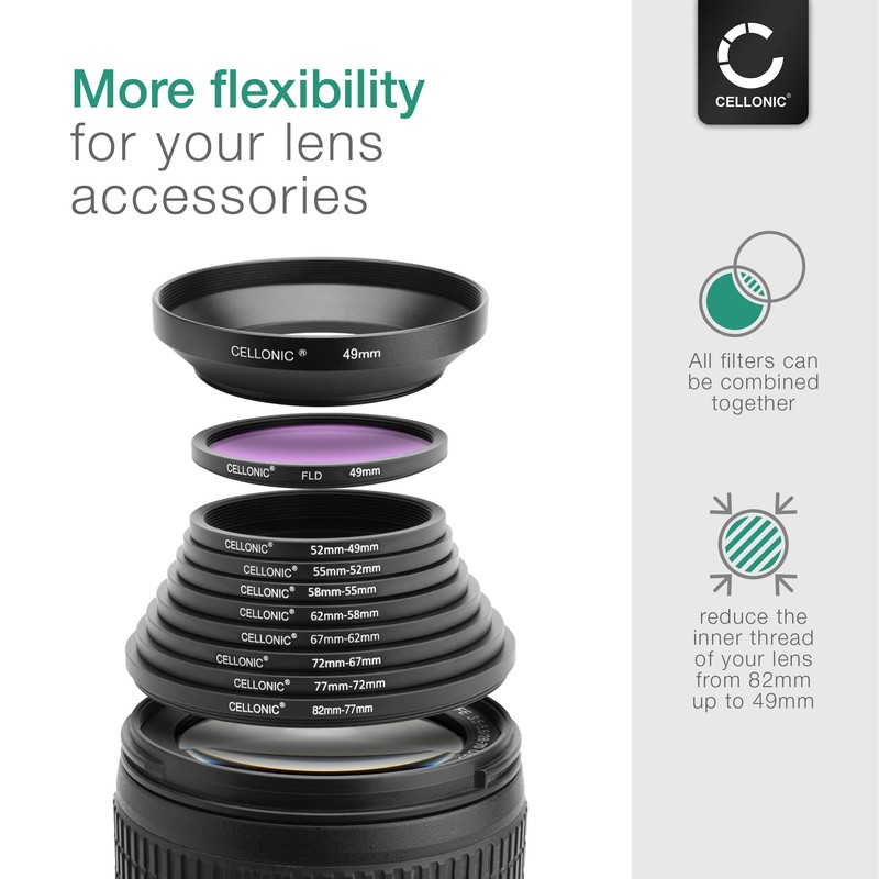CELLONIC 8-Piece Step Down Ring Set Lens Filter Stepping Down
