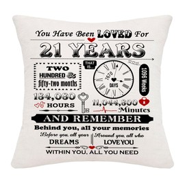 Hardeson 21 Years Old Gift for Women & Men Inspirational Cushion Covers 21st Birthday Decorations Gifts for Her Him Boyfriend Sister Brother Daughter Birthday Presents (21st)
