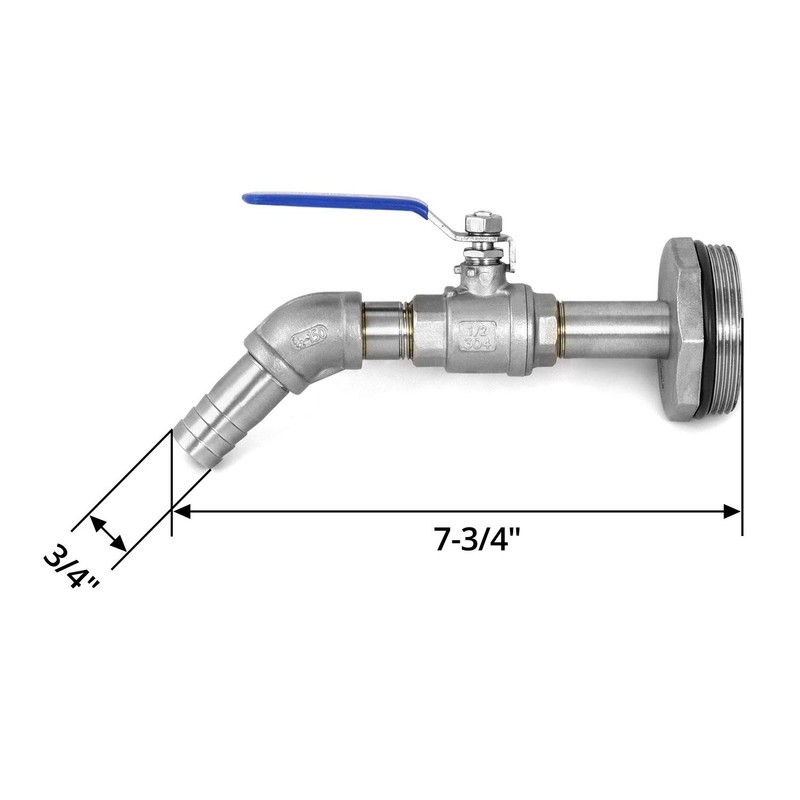 QWORK Drum Faucet for 55 Gallon Steel/Plastic Drum, 2" Stainless