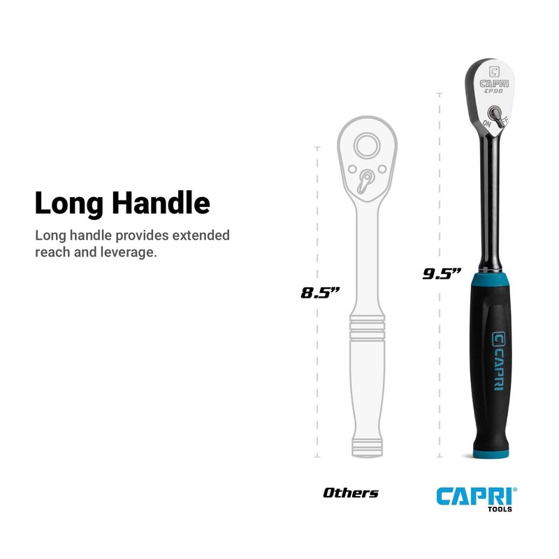 Capri Tools 3/8 in. Drive Fine 90-Tooth Ratchet, Ergonomic Soft