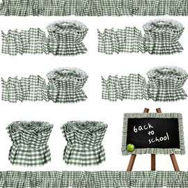 Thiccywoov 6 Rolls Ruffled Bulletin Board Borders, Gingham, Sage Green