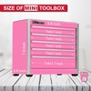 P.I.T. Mini Pink Tool Box, Portable 5-Drawer Micro Roll Cab