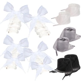 [Felizchi] Shoelaces, Ribbon, Shoelaces, Sneakers, Black, White, Gray, Width 1.3 inches (4 cm), 63.0 inches (160, 120 cm), Pack of 4, white