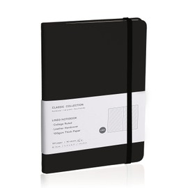 EMOMAS Lined Journal Notebook – Hardcover Notebook for Men & Women – Journals for Writing, Work, School, Home & Daily Notes, 160 Pages – Medium A5, 5.7"x8", 100 gsm Thick Paper (Black)​