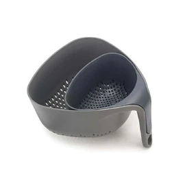 Joseph Joseph Nest Set di 2 colini, colino per alimenti, salvaspazio, impilabile - Grigio
