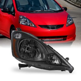 AKKON - Fit 2009 2010 2011 2012 2013 2014 Honda Fit Iron Grey Housing Halogen Headlight Headlamp OE Style Passenger Right Replacement