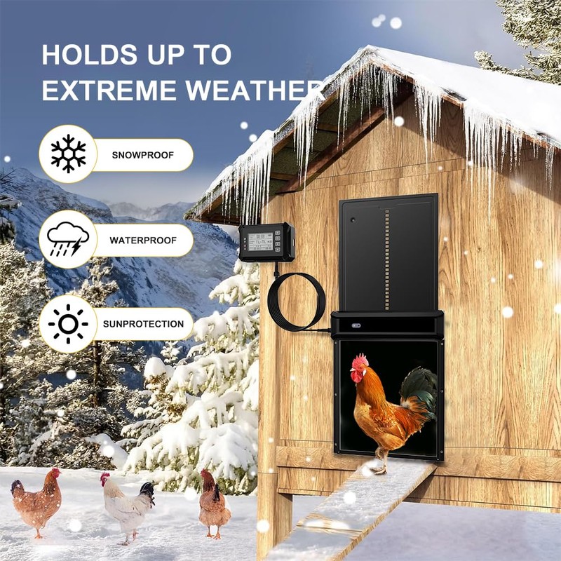 Automatic Chicken Coop Door Extra Large Solar Powered Auto Chicken