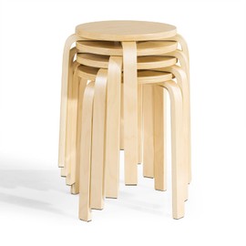 POWERSTONE Stacking Stools Set of 4, Portable Bentwood Nesting Stools, 18 Inch School Chairs Flexible Seating for Students Adults Classroom Elementary Home Kitchen Dining Room Use Natural