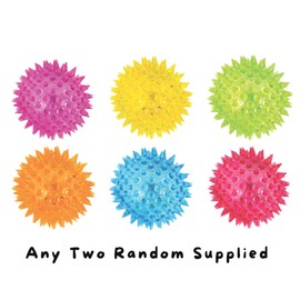eMKay® Pack of 2 Neon Flashing Spikey Balls – LED Bouncy Disco Stress-Relief Fidget Toys (6.5 cm) – Squishy Spiky Balls for Massage, ADHD, Autism & Pet Play