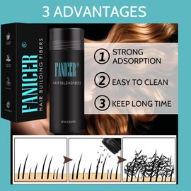 27.5 grams of Hair Fiber Powder,Hair Fibers Fill In Fine and Thinning Hair,Instantly Conceal Thicken Thinning Balding Hair Areas,Hair Fibers for Thinning Hair for Women & Men (Medium Brown)