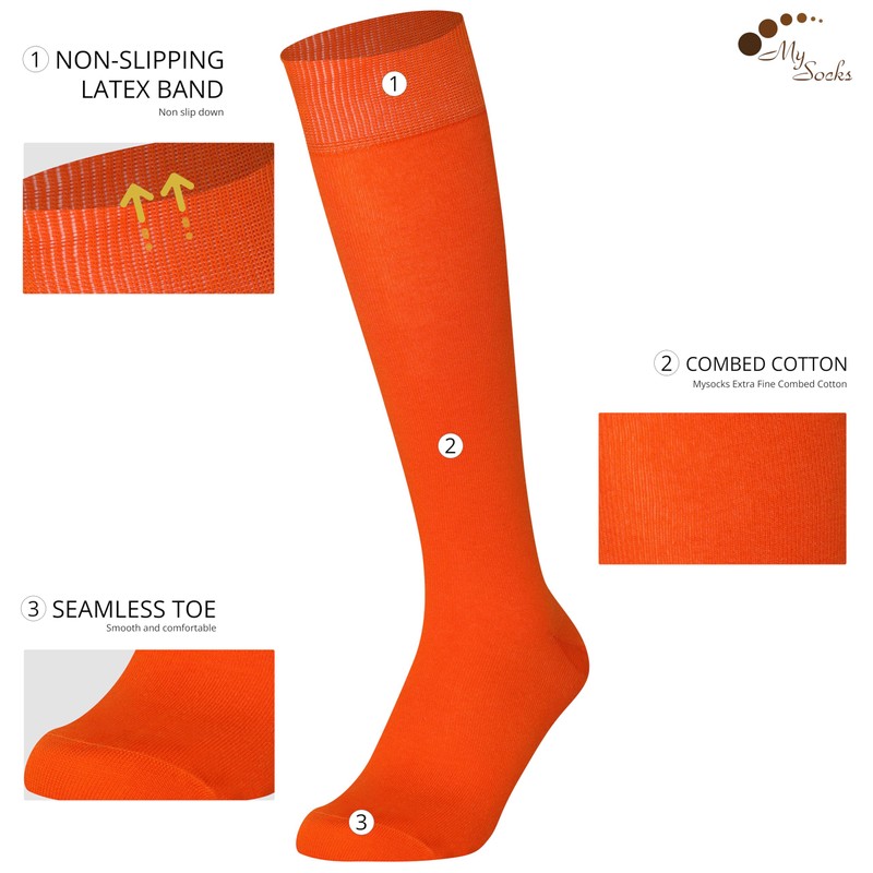 Mysocks Unisex Knee High Long Socks Orange,4-7