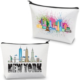 New York Trip Makeup Cosmetic Bag New York Lover Gifts New York Souvenir Gift New York Vacation Travel Bag Zipper Pouch (New York Bag)