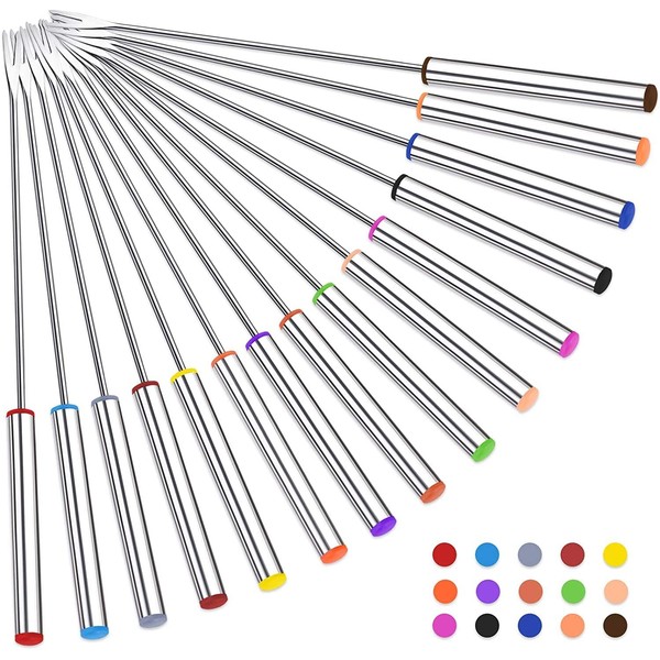 15pcs 9.6 Inch Fondue Sticks, Smores Sticks, Stainless Steel Fondue