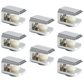 Sayayo Solid Glass Clamp Glass Hinge Glass Shelf Support Wall Mounted, Adaptive 5-8MM Thickness Glass, Zinc Alloy Polished Chrome, 8 Pcs, EBL1015-8P