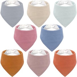 YDGAKN Bebe Baberos, 8 Piezas Toalla triangular para bebe para Niños y Niñas, Recien nacido, Gasa de algodon puro, Impermeable, Babero para bebe con leche anti-escupir