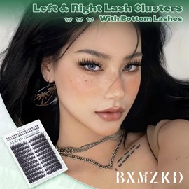 Cat Eye Lash Clusters with Bottom Lashes Natural Cluster Eyelash Extensions Spiky Eyelash Clusters 10-18mm Left & Right Lash Extension C Curly Fox Eye Individual Lashes by BXMZKD
