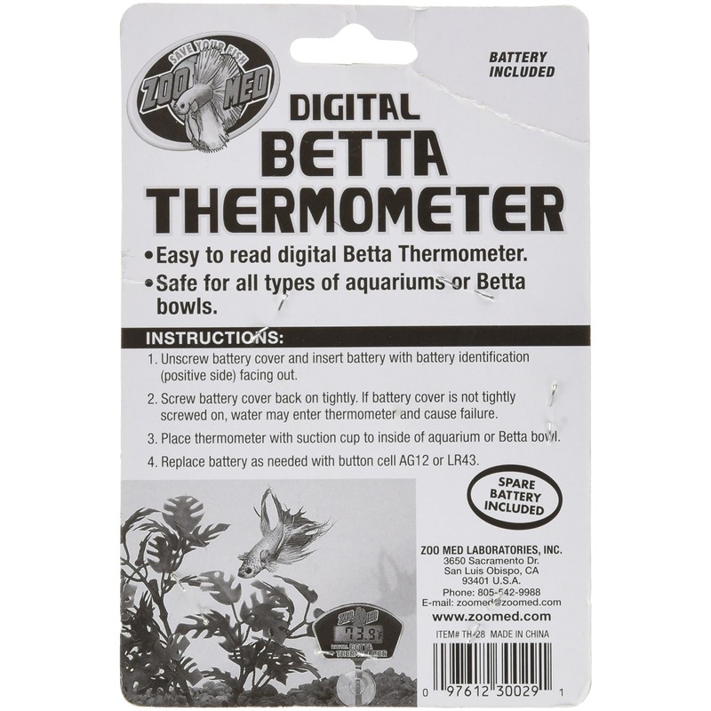 Zoo Med Laboratories AZMTH28 Digital Betta Thermometer