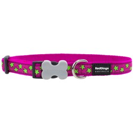 Red Dingo 25mm Hot Pink with Stars Dog Collar, Large, Lime Green