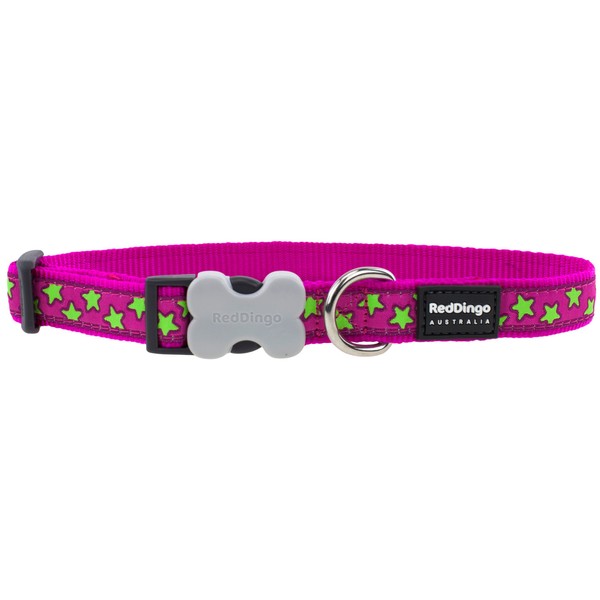 Red Dingo 25mm Hot Pink with Stars Dog Collar, Large,