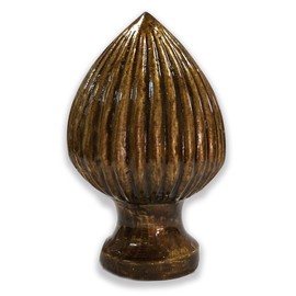 Royal Designs Ribbed Pear Lamp Finial for Lamp Shade- Antique Brass Set of 2