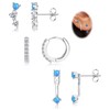 Sanfenly 3 Pairs Sterling Silver Stud Hoop Earrings Set for