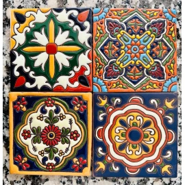 Escanver Mosaico Talavera Relieve Muestra Pieza Premium Pintado Mano