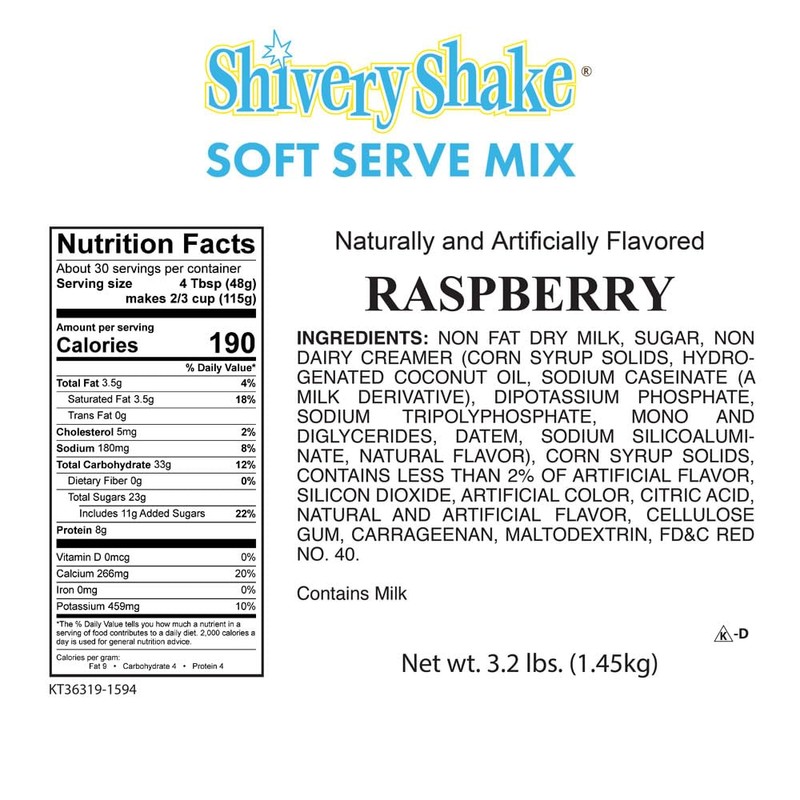 Shivery Shake Raspberry Soft Serve Ice Cream Mix, 3.2 lb