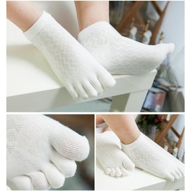 InSomila 5 Toe Socks, For Children, Summer Socks, School Socks, Mesh, Girls, Boys, Kids' Socks, Solid Color, Set of 5, Cute, Children, School Socks, Black Socks, White Socks, Students, white